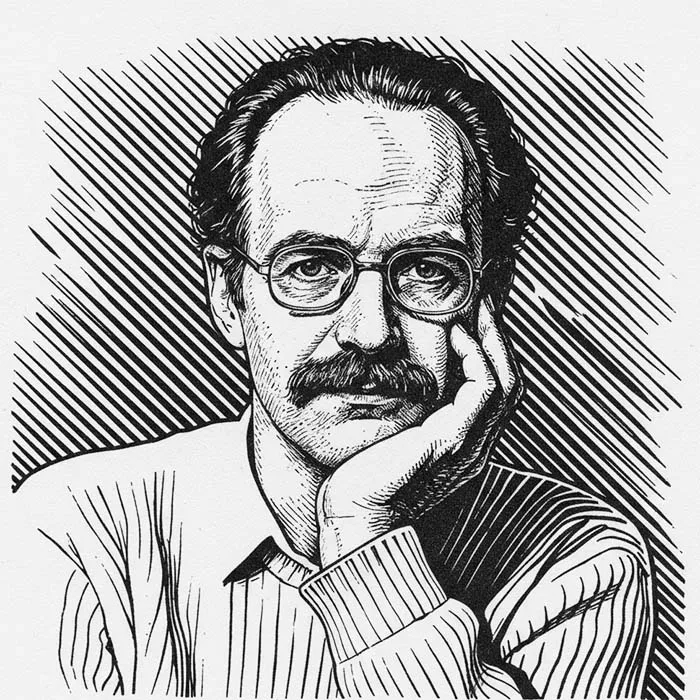 پرتره هوشنگ گلشیری نویسنده ایرانی